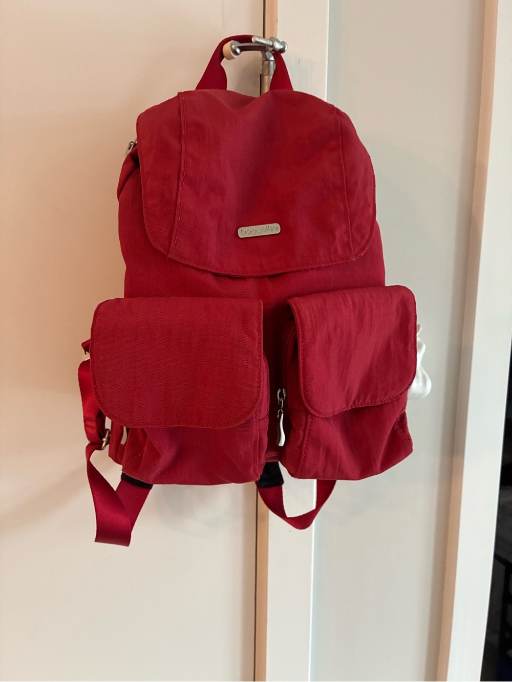 Baggallini red Nylon Bag with Silver Logo